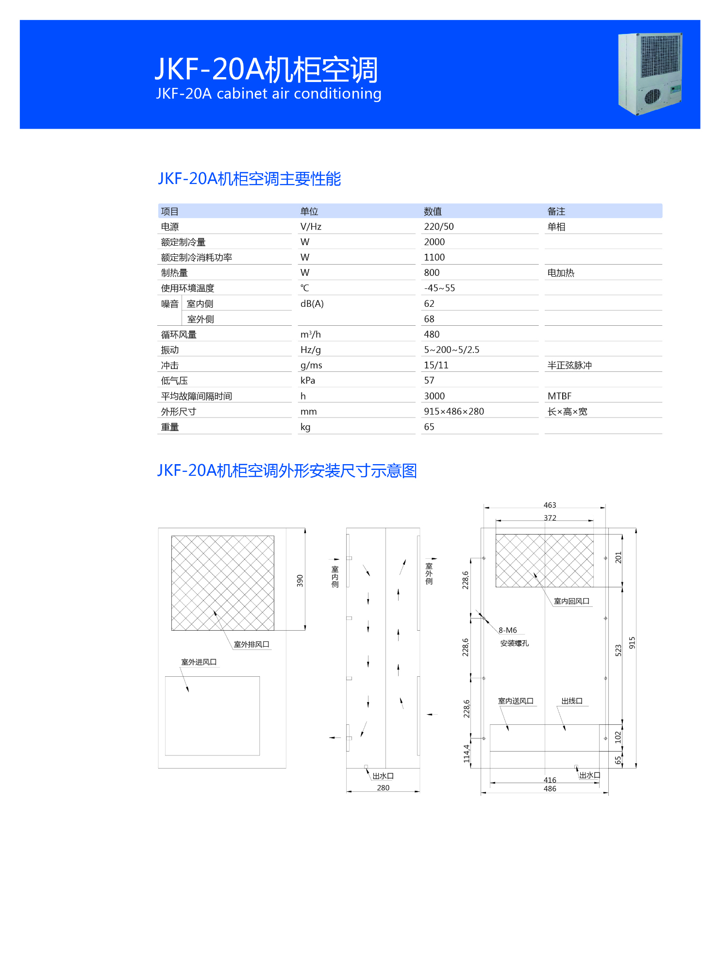 JKF-20機(jī)柜空調(diào)