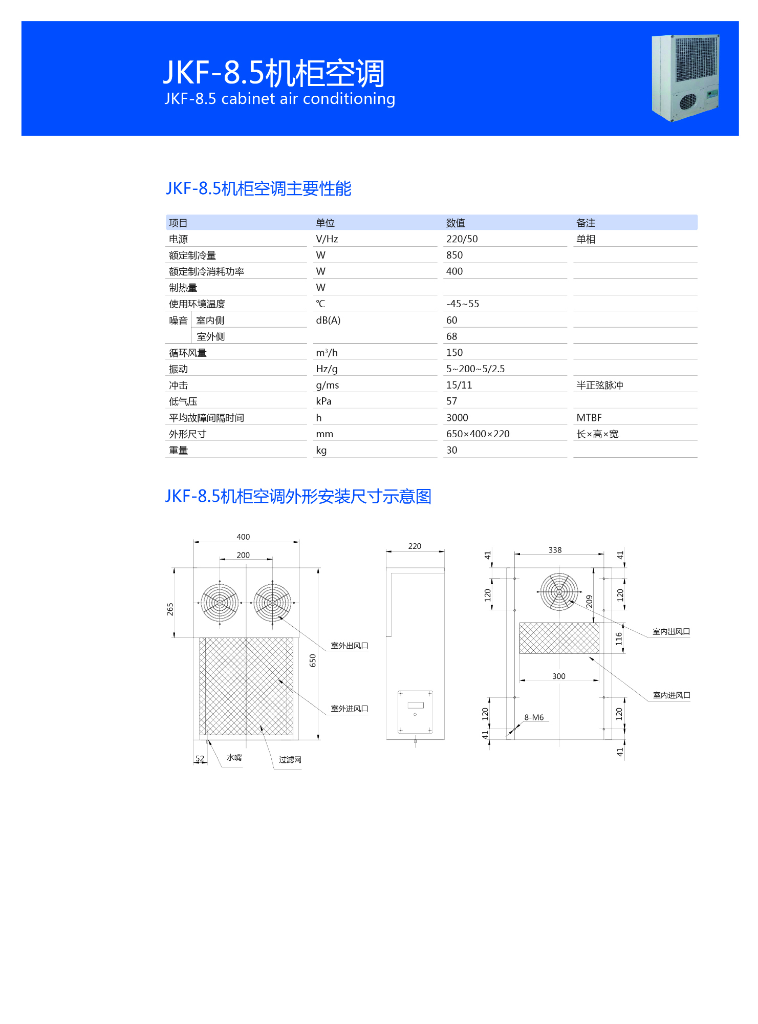 JKF-8.5機柜空調(diào)